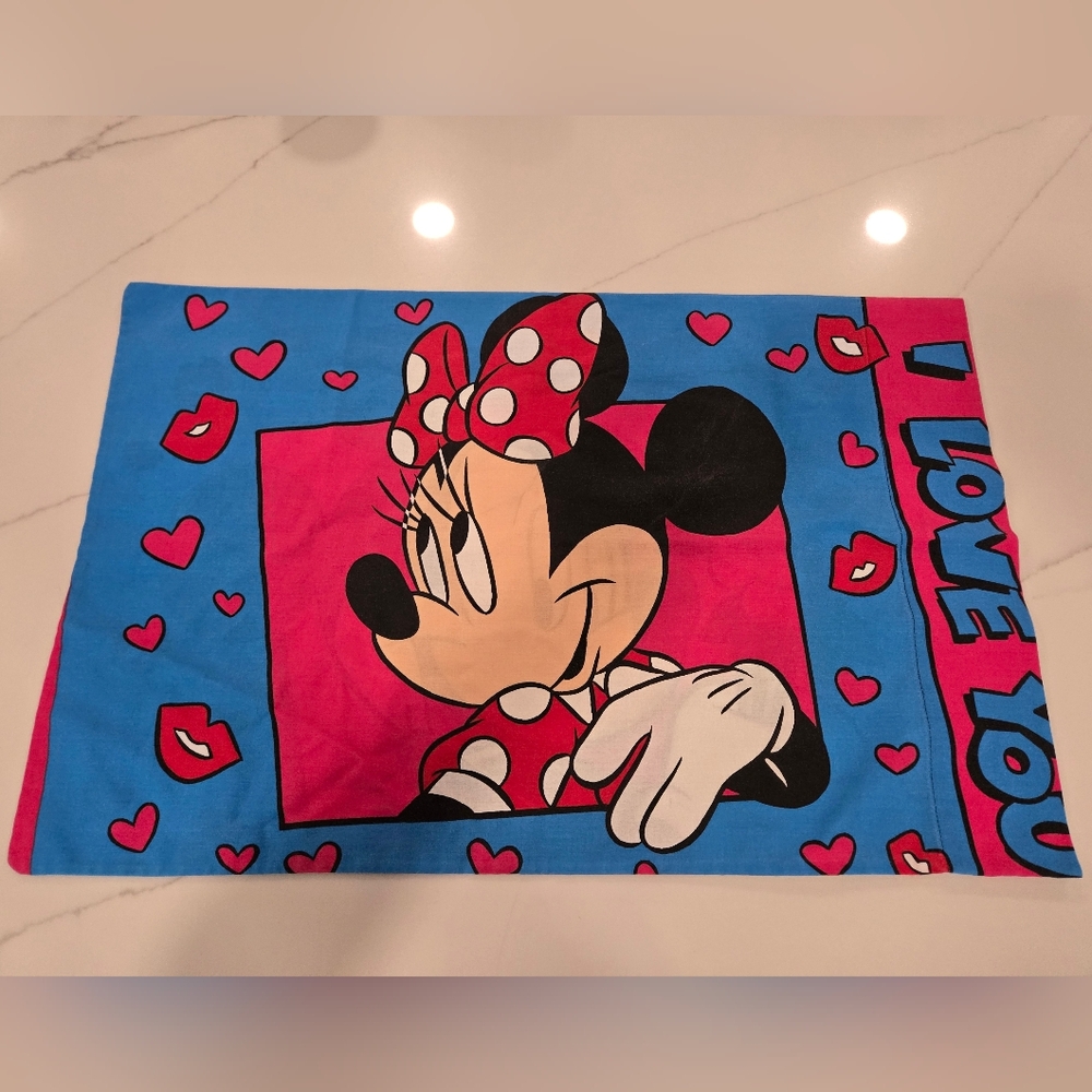 Vintage Disney Mickey And Minnie Mouse Pillowcase.